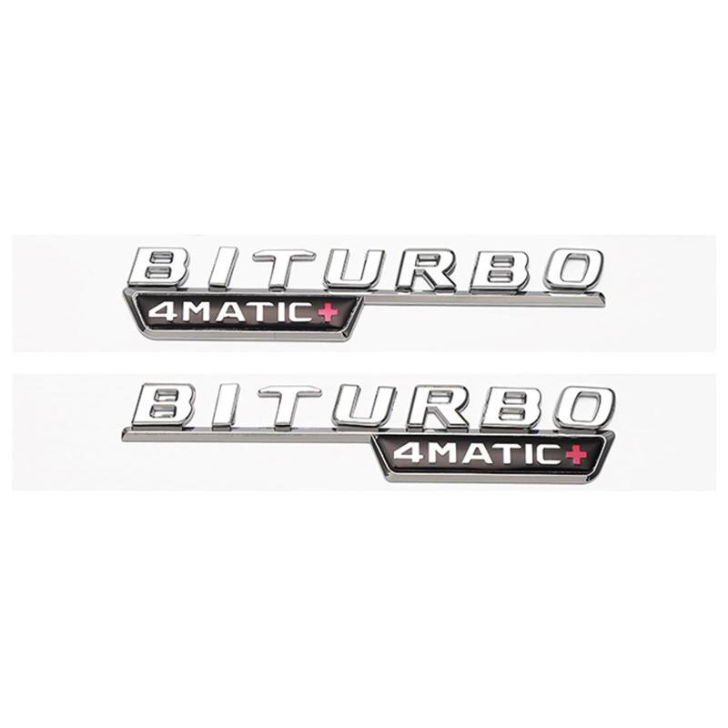 Auto Metall Emblem Badge für Ben-z V8 BITURBO/Turbo 4MATIC+, Selbstklebend Karosserie Aufkleber Autoaufkleber Auto Dekoration Zubehör,F von DJUNA