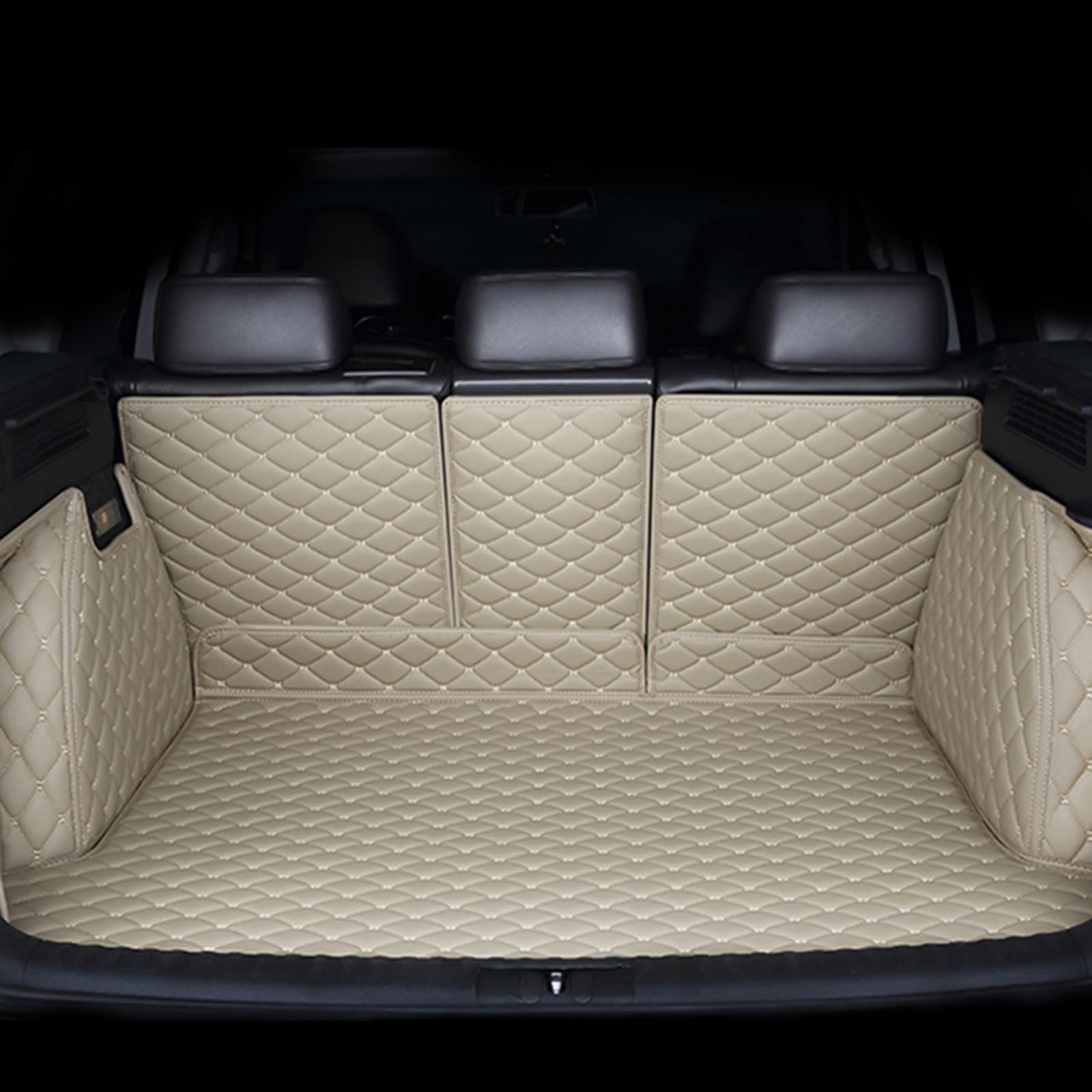 Auto Kofferraummatte für Audi A5 4-door 2017-2023, Vollabdeckung Leder Wasserdicht Kofferraum Schutzmatte Innenraum ZubehöR,Beige von DJWISLQSA