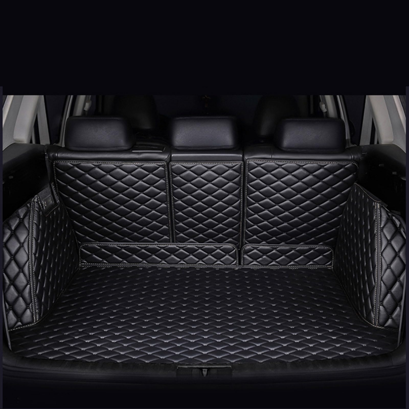 Auto Kofferraummatte für Audi Q2 e-tron 2019-2023, Vollabdeckung Leder Wasserdicht Kofferraum Schutzmatte Innenraum ZubehöR,Black-Beige von DJWISLQSA