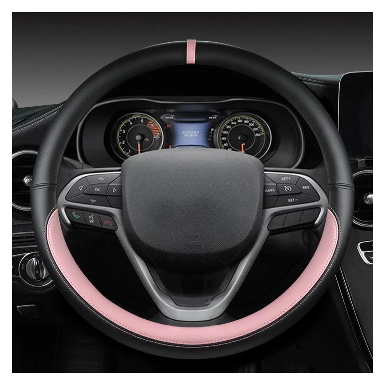 Auto Lenkradbezug Auto Lenkrad Abdeckung 38cm15 Leder Für Jeep Für Grand Für Cherokee L 2017-2021 Für Wrangler 4xe 2015-2021 Lenkradcover(PINK) von DKPMWD