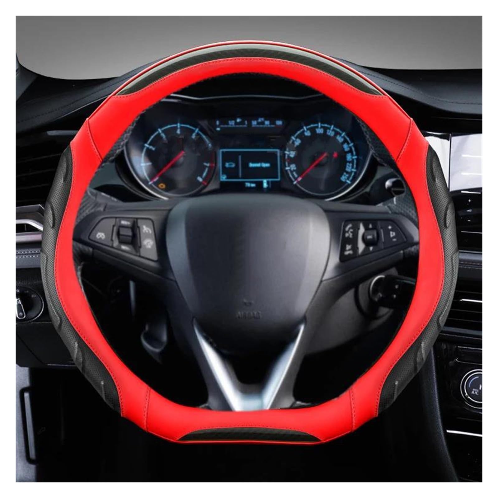 Auto Lenkradbezug Auto Lenkrad Abdeckung D Form Leder Für Opel Für Astra 2015-2021 Für Grandland X Für Insignia CT 2017-2021 Lenkradcover(Rot) von DKPMWD