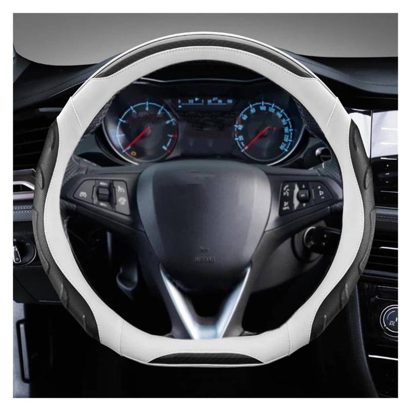 Auto Lenkradbezug Auto Lenkrad Abdeckung D Form Leder Für Opel Für Astra 2015-2021 Für Grandland X Für Insignia CT 2017-2021 Lenkradcover(Weiss) von DKPMWD