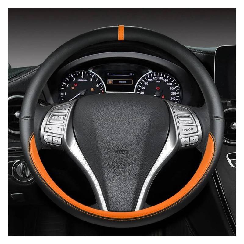 Auto Lenkradbezug Auto Lenkrad Abdeckung Für Nissan Für X-Trail Für Qashqai Für März Für Serena Für Micra Für Kicks Lenkradcover(ORANGE O) von DKPMWD