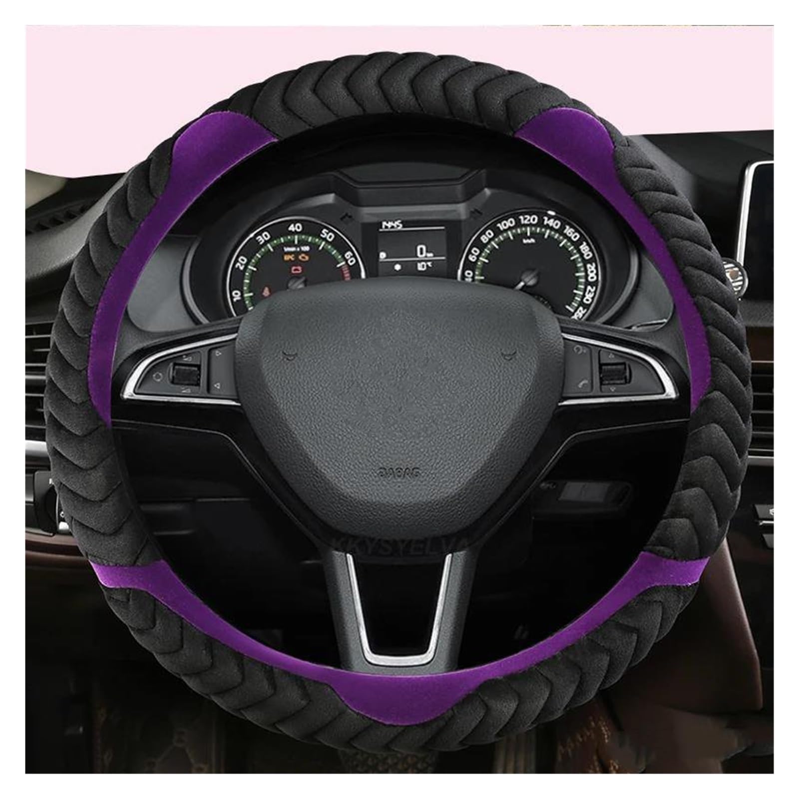 Auto Lenkradbezug Auto Lenkrad Abdeckung Winter Plüsch 38cm Für Skoda Für Fabia Für Karoq Für Schnelle Für Yeti Auto Zubehör Lenkradcover(Purple O) von DKPMWD