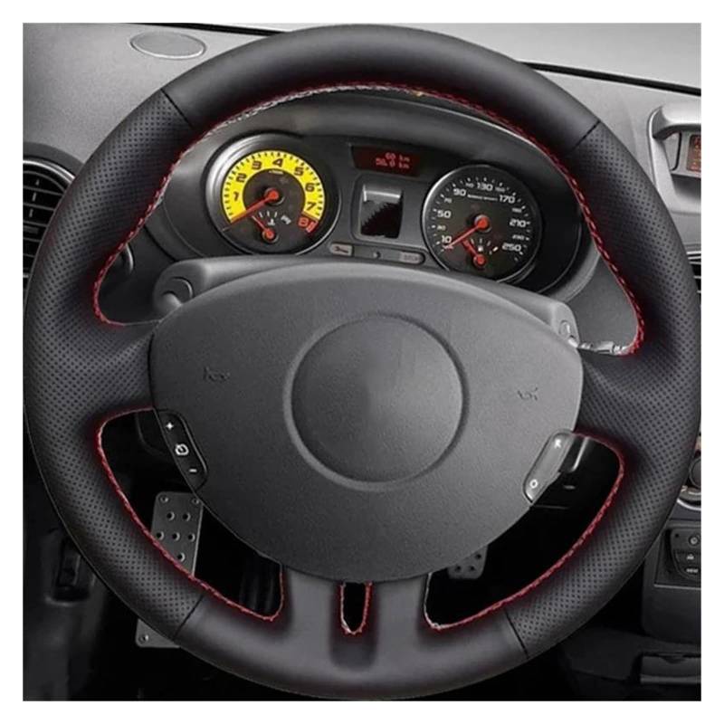 Auto Lenkradbezug Auto Lenkrad Geflecht Abdeckung Für Clio 3 2008 2009 Für Clio Dynamics 2008 Für Clio MK 3 2010 Auto Zubehör Lenkradcover(Red Thread) von DKPMWD