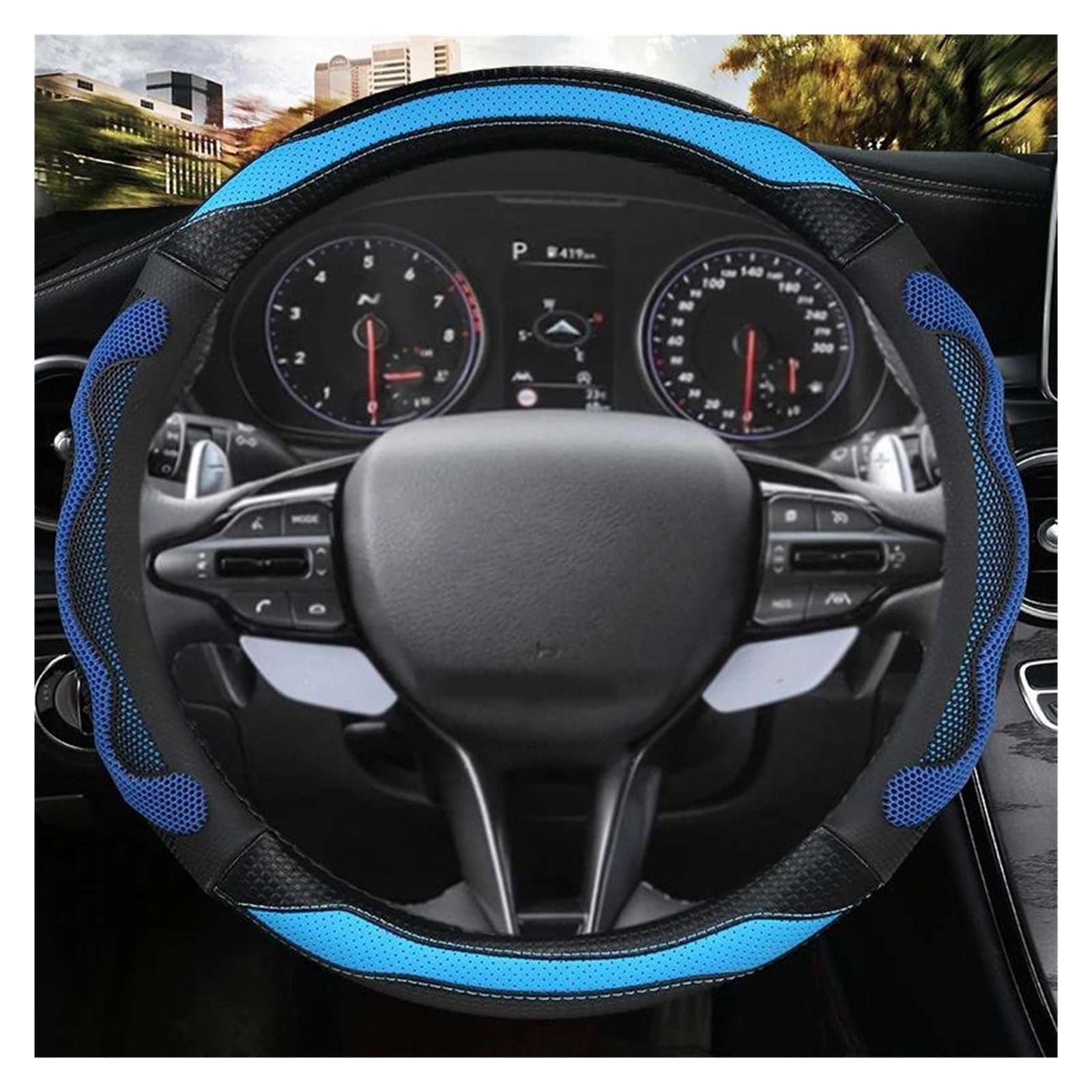 Auto Lenkradbezug Auto-Lenkradabdeckung für Hyundai i40 i30 i20 i10 ix35 ix25 für Tucson für Accent für Elantra Lenkradcover(Blue O) von DKPMWD