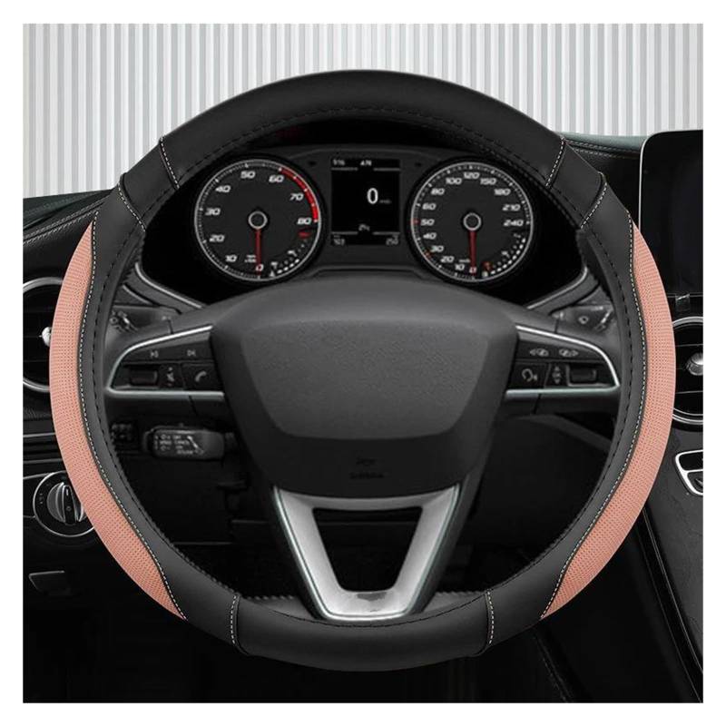 Auto Lenkradbezug Auto-Lenkradbezüge, 38 cm Eisseide + Leder für Sitz für Ibiza für Exeo für Ateca für Altea für Turedo Lenkradcover(PINK O) von DKPMWD