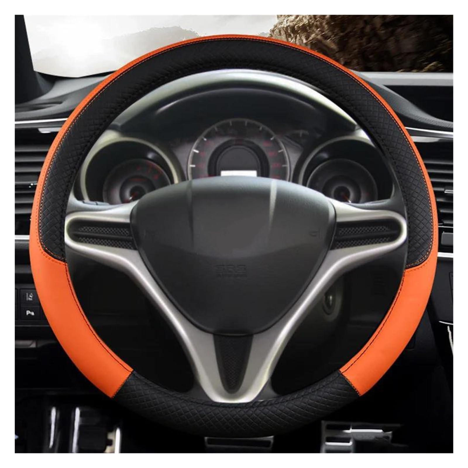 Auto Lenkradbezug PU Leder Auto Lenkrad Abdeckung Für Fit Für Jazz Für Stadt 2009-2013 Für Insight 2010-2014 für Civic 2004-2014 Lenkradcover(Orange) von DKPMWD