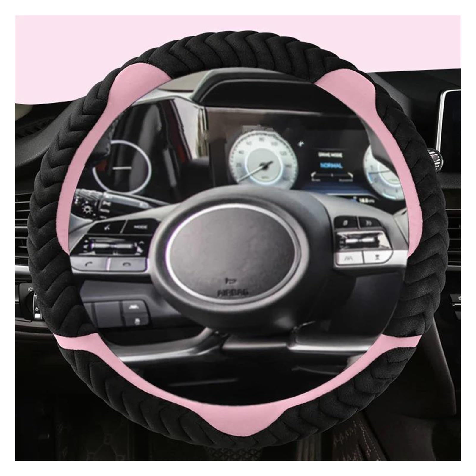 Auto Lenkradbezug Winter Plüsch Auto Lenkrad Abdeckung Für Hyundai Für Tucson 2021 2022 NX4 Für Elantra 2020 Für Sonata 10th 2020-2022 Lenkradcover(Pink) von DKPMWD