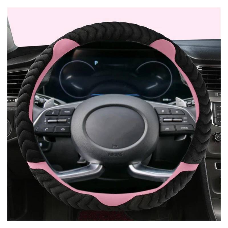 Auto Lenkradbezug Winter Plüsch D Form Auto Lenkrad Abdeckung Für Hyundai Für Creta II 2021 2022 Auto Zubehör Lenkradcover(PINK) von DKPMWD