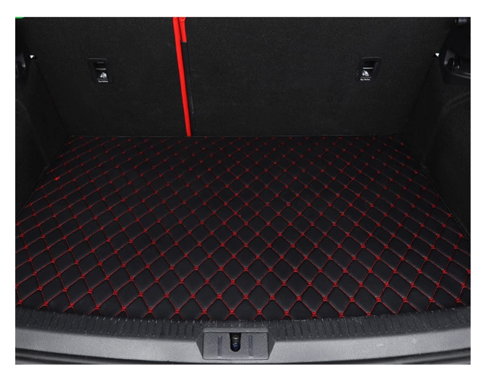 Auto Matten Auto-Fußmatten Für CRV 2007 2008 2009 2010 2011 Fußpolster Autoteppichabdeckung Innenausstattung Automatte(Trunk-Black-RED) von DKPMWD