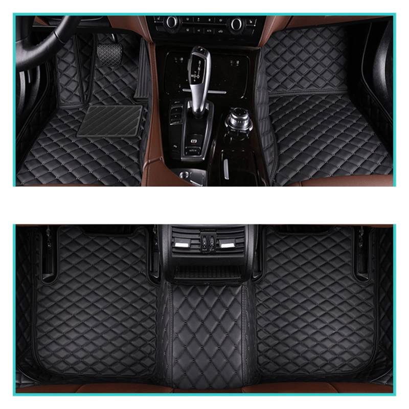 Auto Matten Auto-Fußmatten Für Hyundai Für Santa Fe (Five SEAT) 2010 2011 2012 Custom Auto Foot Pads Autoteppichabdeckung Automatte(Black-Black) von DKPMWD