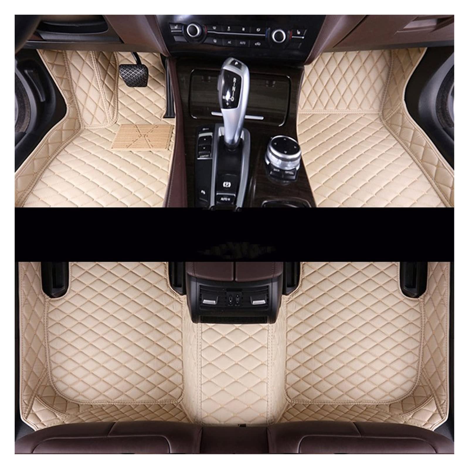 Auto Matten Auto-Fußmatten Für Mercedes Für Benz Für GLB-Klasse Für X247 Sieben Sitze 2019 2020 2021 2022 Custom Auto Foot Pads Carpet Automatte(Beige) von DKPMWD