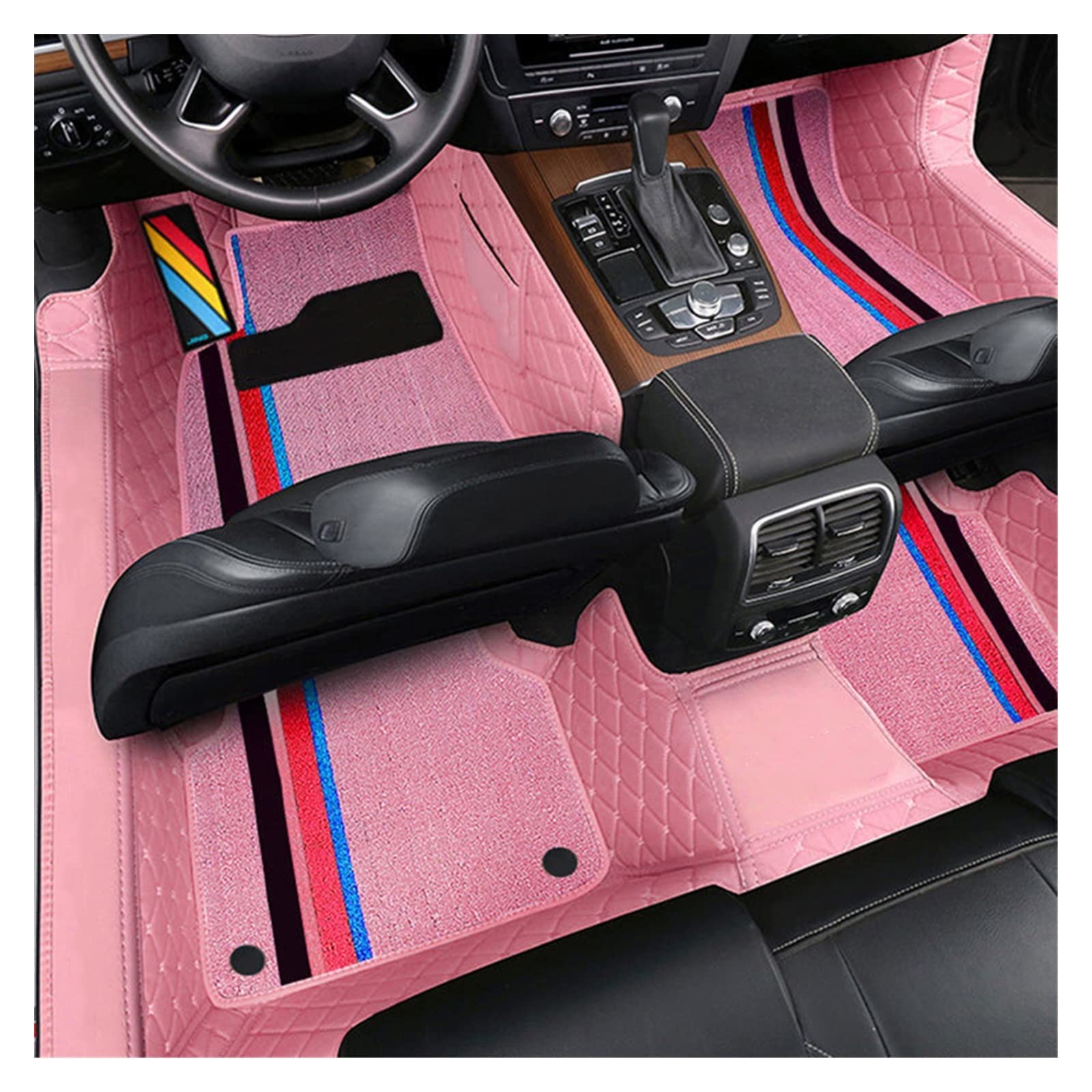 Auto Matten Maßgeschneiderte Auto-Fußmatte ECO-Material Für 98% 5-Sitzer-Auto Für A4 Für A6 Rechts-Linkslenker Automatte(Pink 1) von DKPMWD