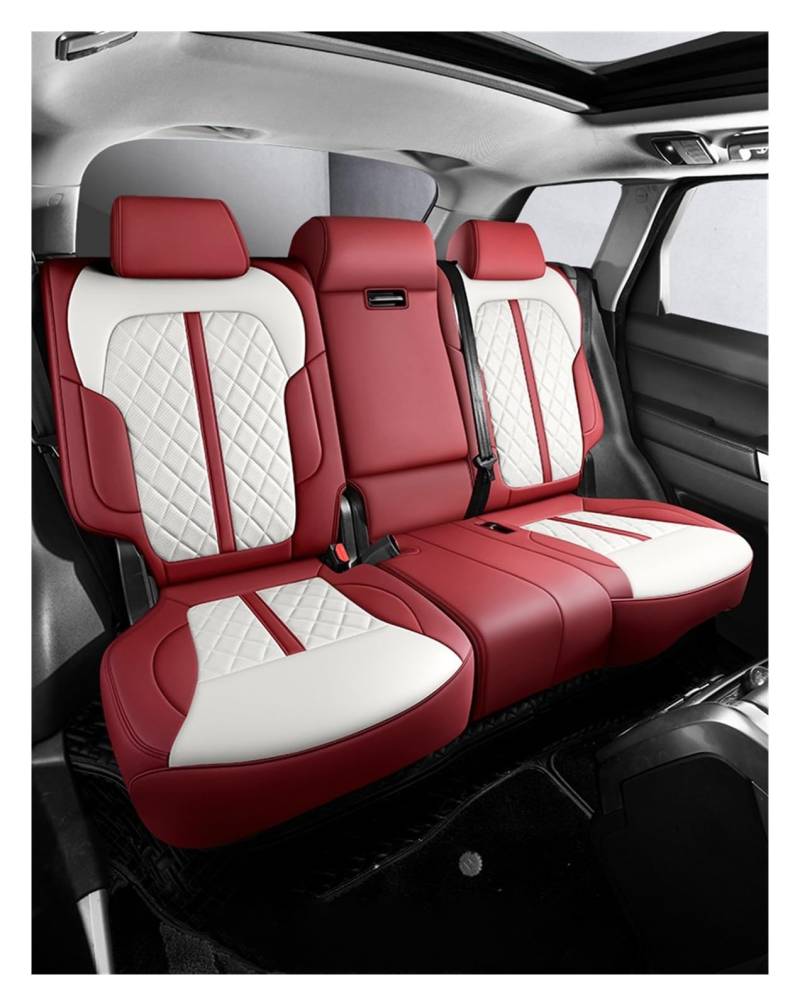 DKPMWD Auto-Sitzbezug Auto Sitzbezug Für SEAT Für Leon Für MK2 2005-2012 Zubehör Innen Winter Full Set Autos Custom Leder Autositzbezüge(Red White Rear) von DKPMWD