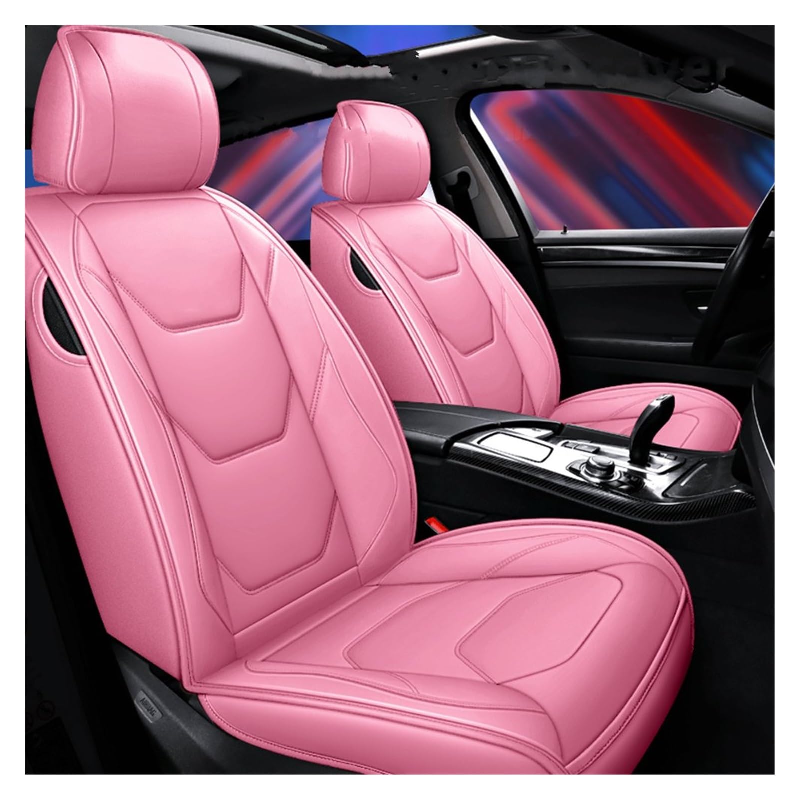 DKPMWD Auto-Sitzbezug Autositzbezüge Aus Leder Für Mitsubishi Für ASX Für Outlander Für Lancer Für Pajero Für Galant Für Carisma Universal Interior Accessories Autositzbezüge(Pink) von DKPMWD