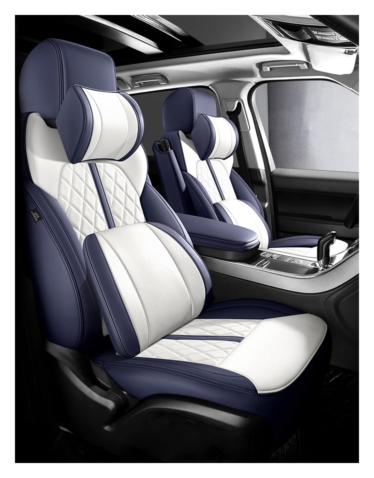 DKPMWD Auto-Sitzbezug Autositzbezug Für Dodge Für Kaliber 2006–2012 Zubehör, Innenausstattung, Komplettes Set, Autos, Individuelles Leder Autositzbezüge(Blue Pillow) von DKPMWD