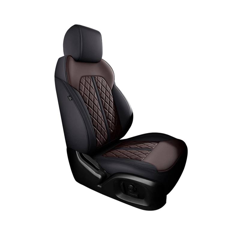 DKPMWD Auto-Sitzbezug Autositzbezug Kompletter Satz Für VW Für Passat B7 2011-2014 Kompletter Satz Automobile Individuelles Lederzubehör Innenausstattung Autositzbezüge(Black Brown) von DKPMWD