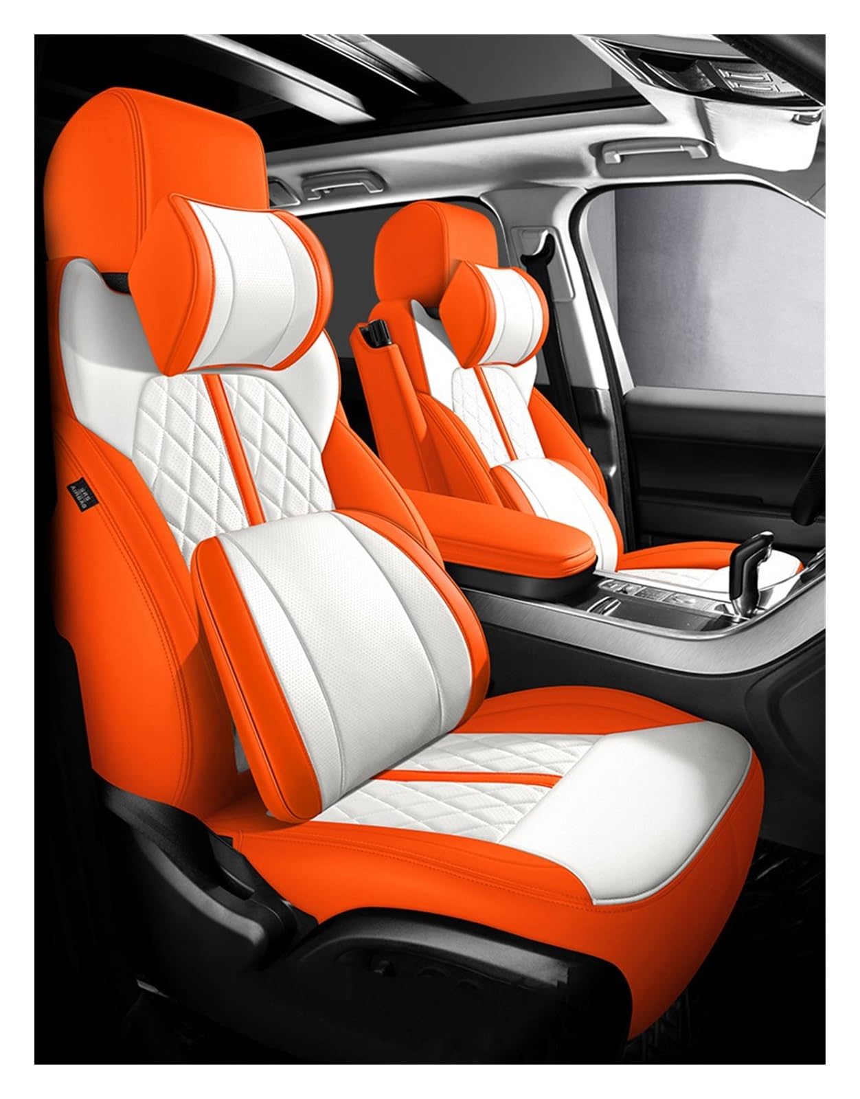 DKPMWD Auto-Sitzbezug Autositzbezug Kompletter Satz Für VW Für Passat B7 2011-2014 Kompletter Satz Automobile Individuelles Lederzubehör Innenausstattung Autositzbezüge(Orange Pillow) von DKPMWD