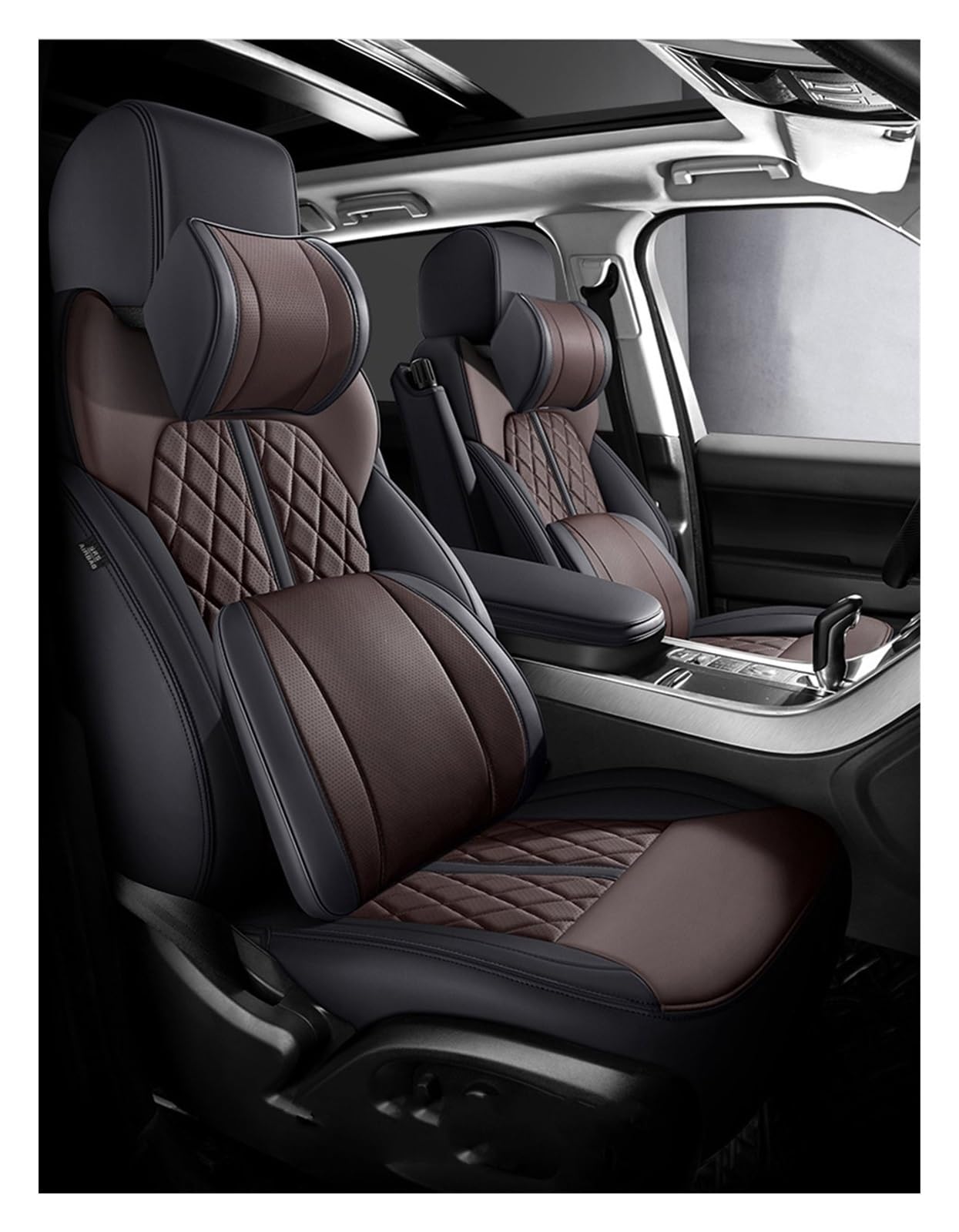 DKPMWD Auto-Sitzbezug Autositzbezug Komplettset Automobile Custom Leder Für Mazda 6 2014-2021 Autozubehör Innenausstattung Autositzbezüge(Black Brown Pillow) von DKPMWD