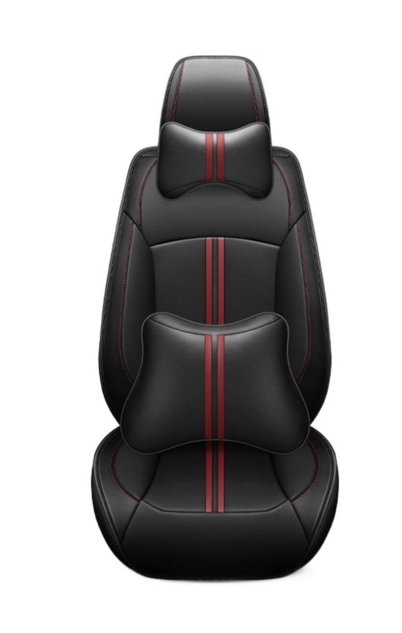 DKPMWD Auto-Sitzbezug Autositzbezug Leder Für Skoda Alle Modelle Für Octavia Für Rapid Für Superb Für Fabia Für Kodiaq Für Yeti Autozubehör Autositzbezüge(Black Pillow) von DKPMWD