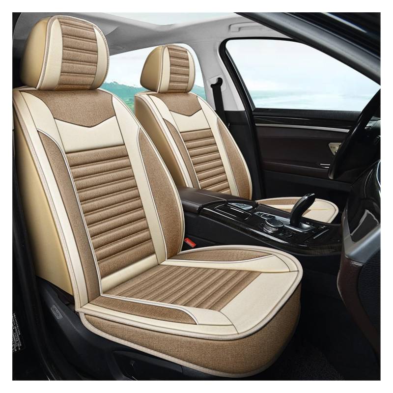 DKPMWD Auto-Sitzbezug Autositzbezug Leinenfaser Für Dodge Für Caliber Für Journey Für Journey Für Aittitude Für Caravan Auto Styling Autozubehör Autositzbezüge(Beige) von DKPMWD