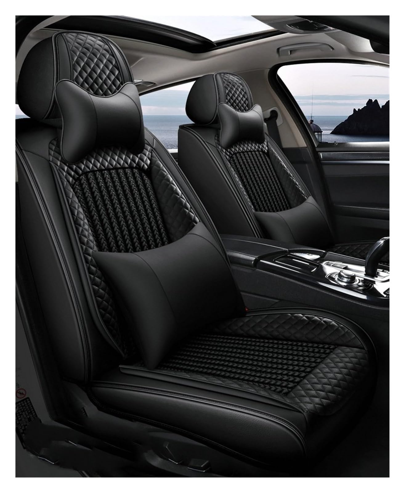 DKPMWD Auto-Sitzbezug Autositzschoner Für Sq5 RS Q3 A4 B6 A4 B7 A6 C6 Komplettset Autositzbezug Autositzbezüge(Black Luxury) von DKPMWD