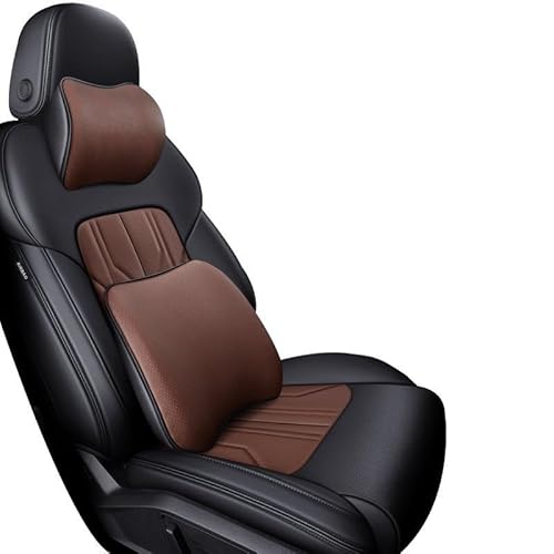 DKPMWD Auto-Sitzbezug Für Lexus Für Nx300h 2022 Custom Fit Auto Sitzbezug Auto Zubehör Wasserdicht Atmungsaktiv Kunstleder Autositzbezüge(Front Black Brown) von DKPMWD