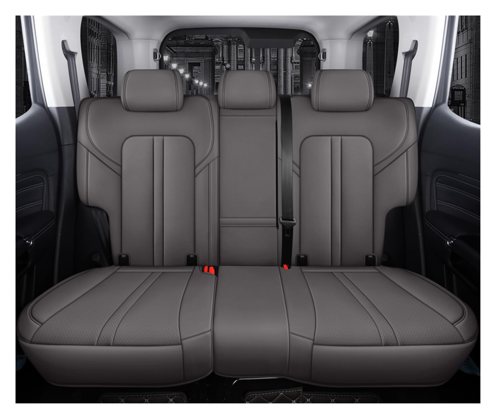 DKPMWD Auto-Sitzbezug Für SsangYong Für Actyon Für Sport Automobile 360 ​​° Volle Abdeckung Auto Sitz Abdeckung Auto Echtes Leder Innen Zubehör Autositzbezüge(Rear Grey) von DKPMWD