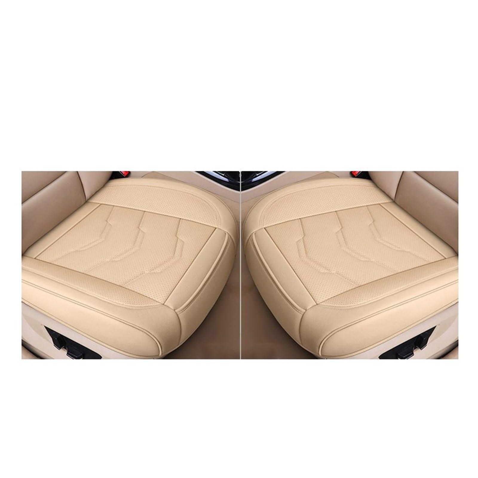 DKPMWD Auto-Sitzbezug Luxus Autositzbezug PU Leder Sitzkissenbezüge Universal Auto Innenschutz Pad Matte Vier Jahreszeiten Autozubehör Autositzbezüge(2pcs Front beige) von DKPMWD