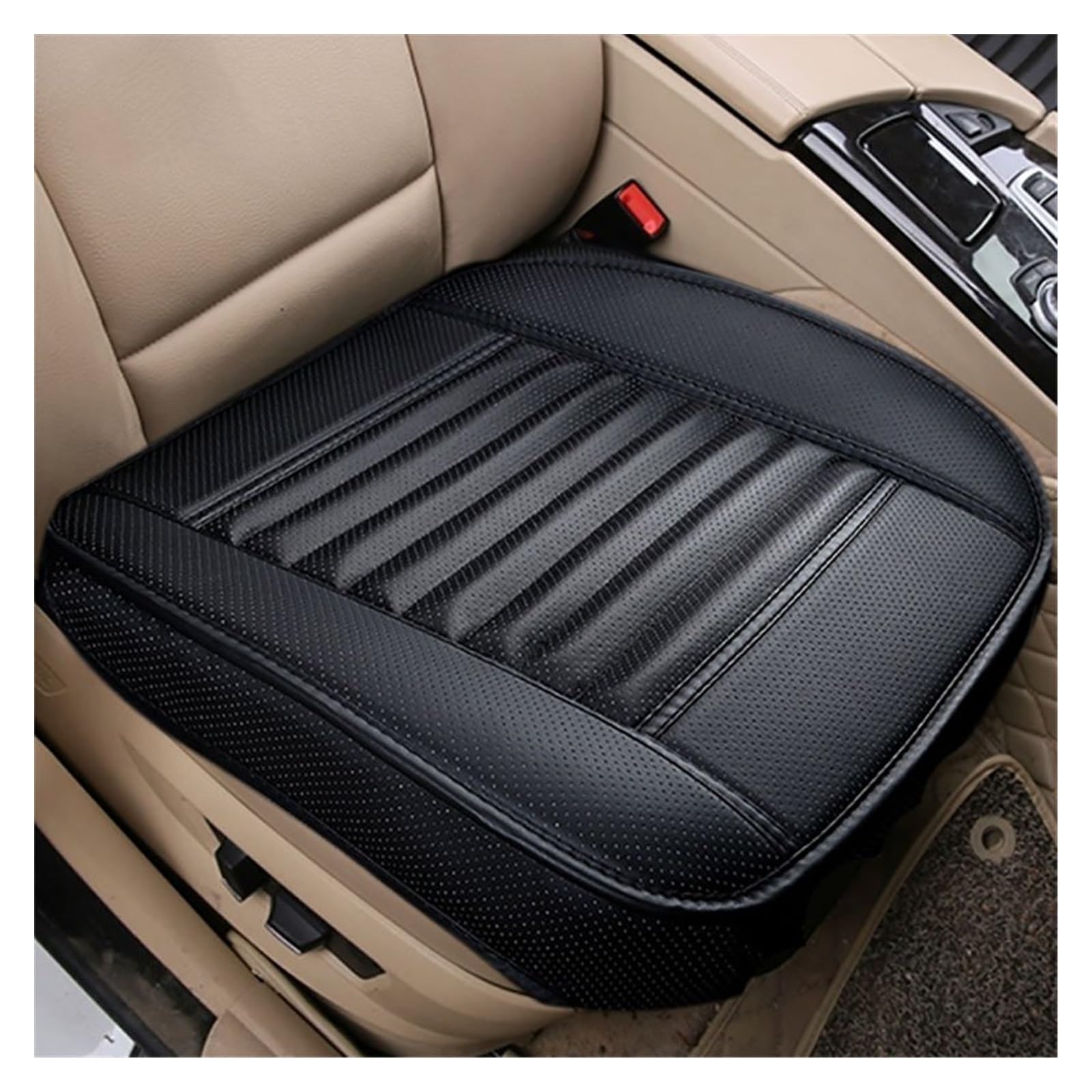 DKPMWD Auto-Sitzbezug PU-Leder-Autositzbezug Für Den Innenbereich Autositzbezug Kissen Vier-Jahreszeiten-Schutzmatte Universeller Sitzbezug Teppich Autozubehör Autositzbezüge(1pc Front Black) von DKPMWD