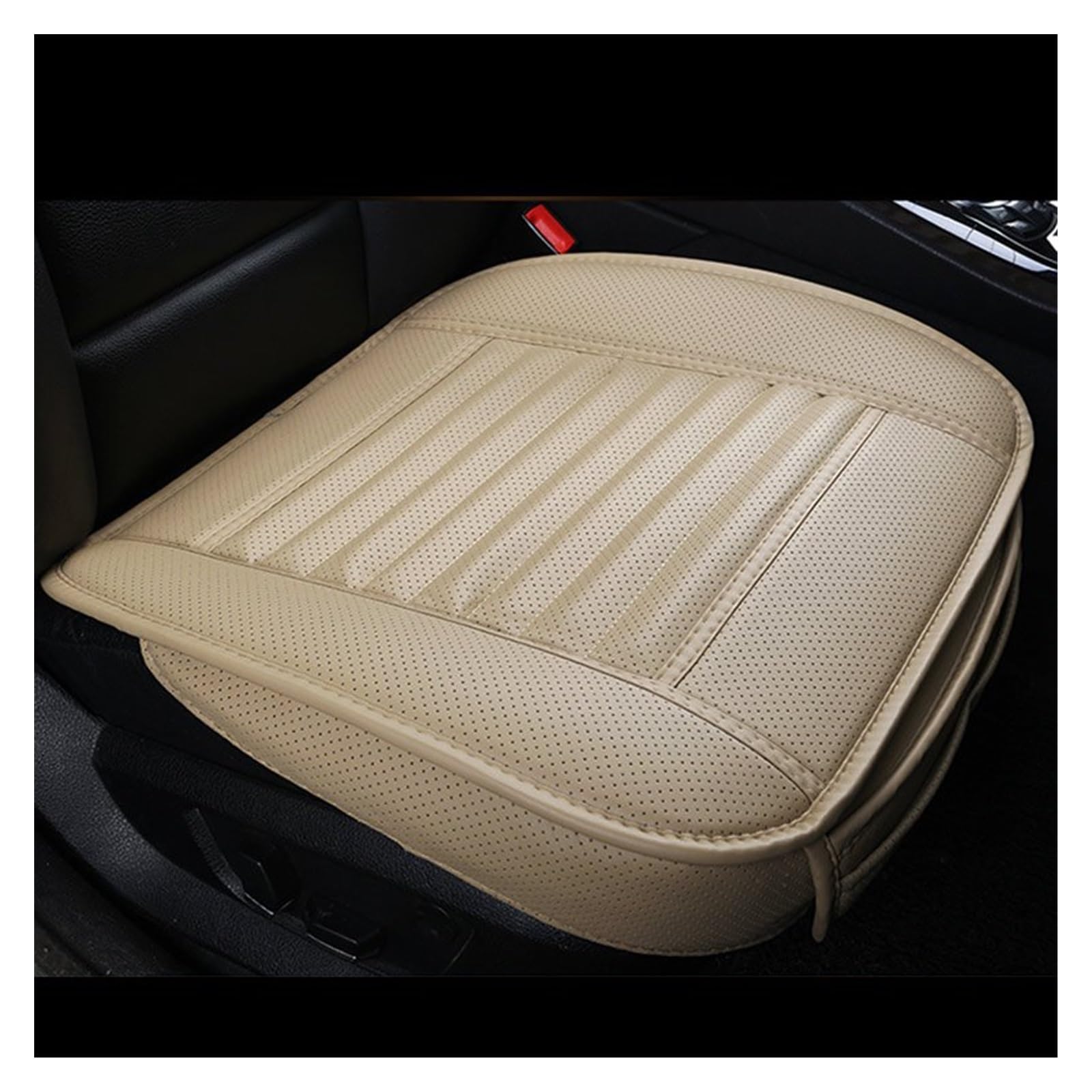 DKPMWD Auto-Sitzbezug Universal Leder Autositzbezüge Innen Autos Sitze Abdeckung Matten Auto Sitz-Abdeckung Kissen Protector Stuhl Pads Zubehör Autositzbezüge(1pc Front Beige) von DKPMWD