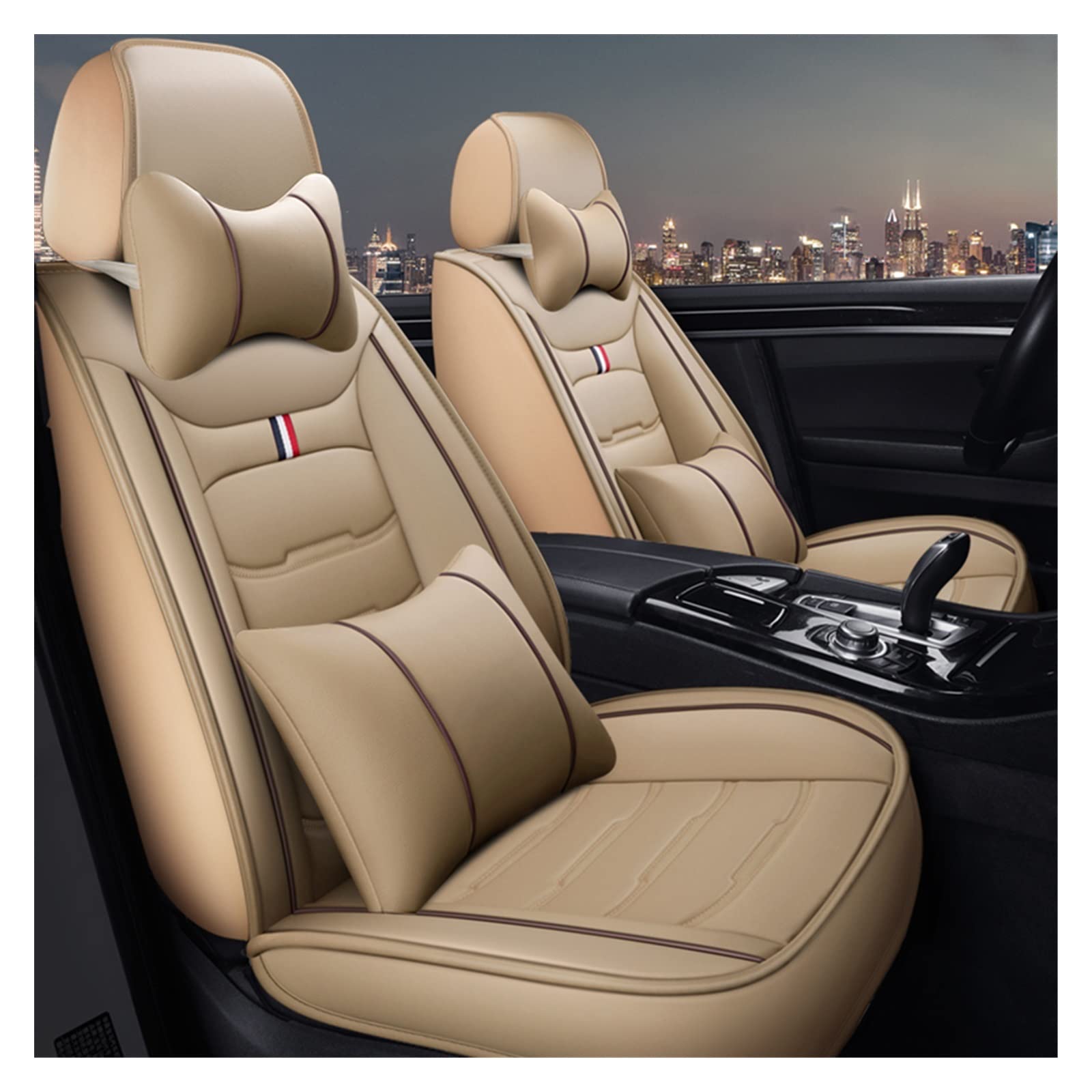 DKPMWD Auto-Sitzbezug Universal Stil Auto Sitzbezüge Für Hyundai Für Solaris Für Sonata Für Creta Für Encino Für Elantra Für Ix25 Für Ix35 Auto Innen Autositzbezüge(B Beige 5 Seat) von DKPMWD