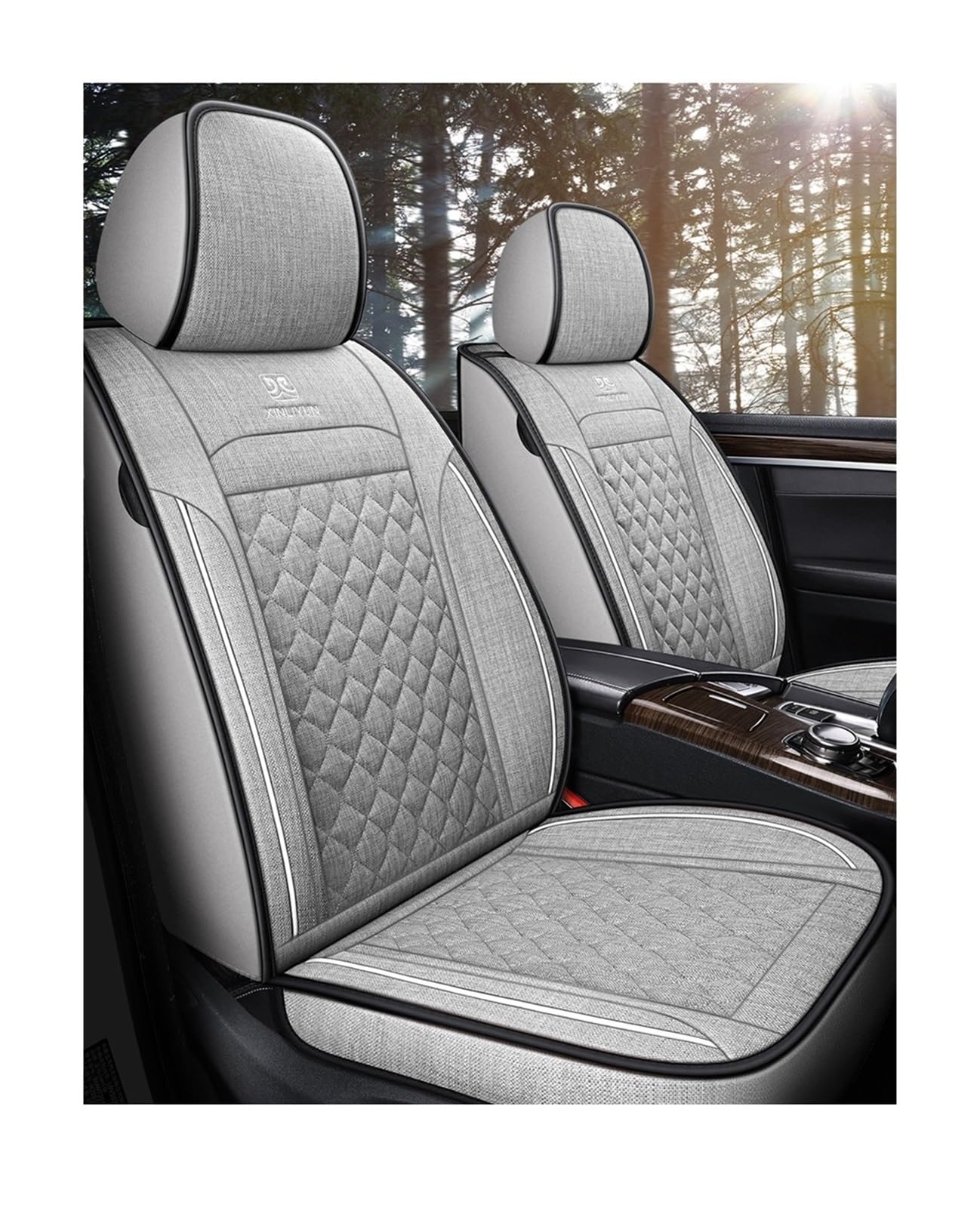 DKPMWD Auto-Sitzbezug Universal-Stil Luxus-Flachs-Autositzbezug Für Alle Automodelle X5 E87 X1 X2 X3 X4 X6 X7 M3 M4 M5 Autozubehör Innenausstattung Autositzbezüge(A Gray 5 Seat) von DKPMWD