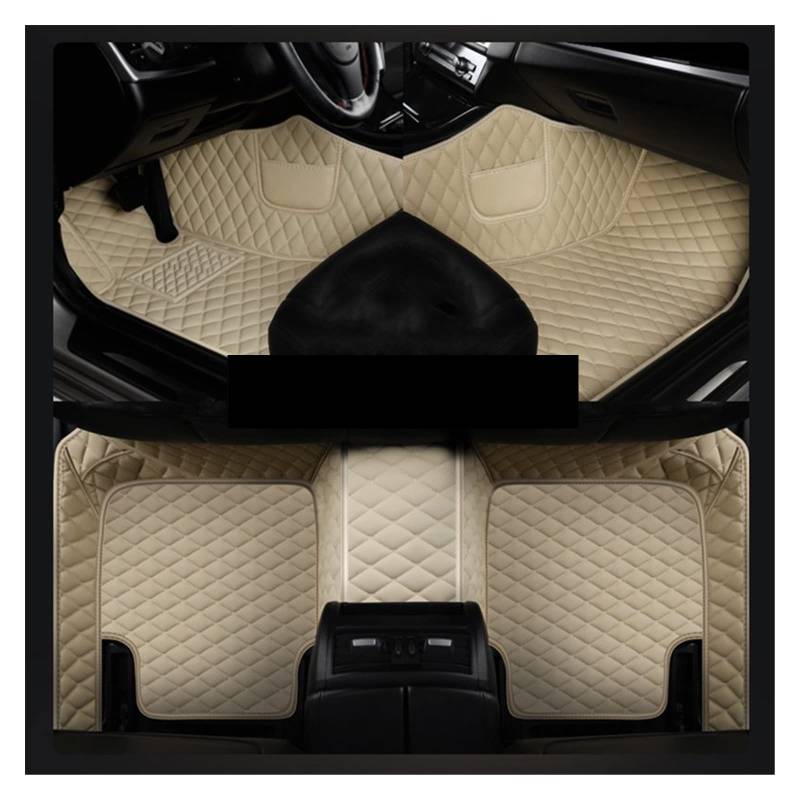Fußmatten Auto-Fußmatten Für Skoda Für KAMIQ 2018 2019 2020 2021 2022 Jahr Umweltfreundliche Leder-Autozubehör-Innenausstattung Autofußmatten(Beige) von DKPMWD