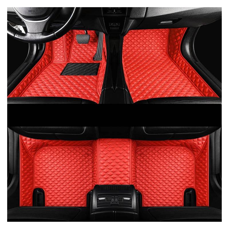 Fußmatten Auto-Fußmatten Für Volvo Für XC90 2015 2016 2017 2018 2019 2020 5 Sitze Auto Teppich Innenausstattung Autofußmatten(Rot) von DKPMWD