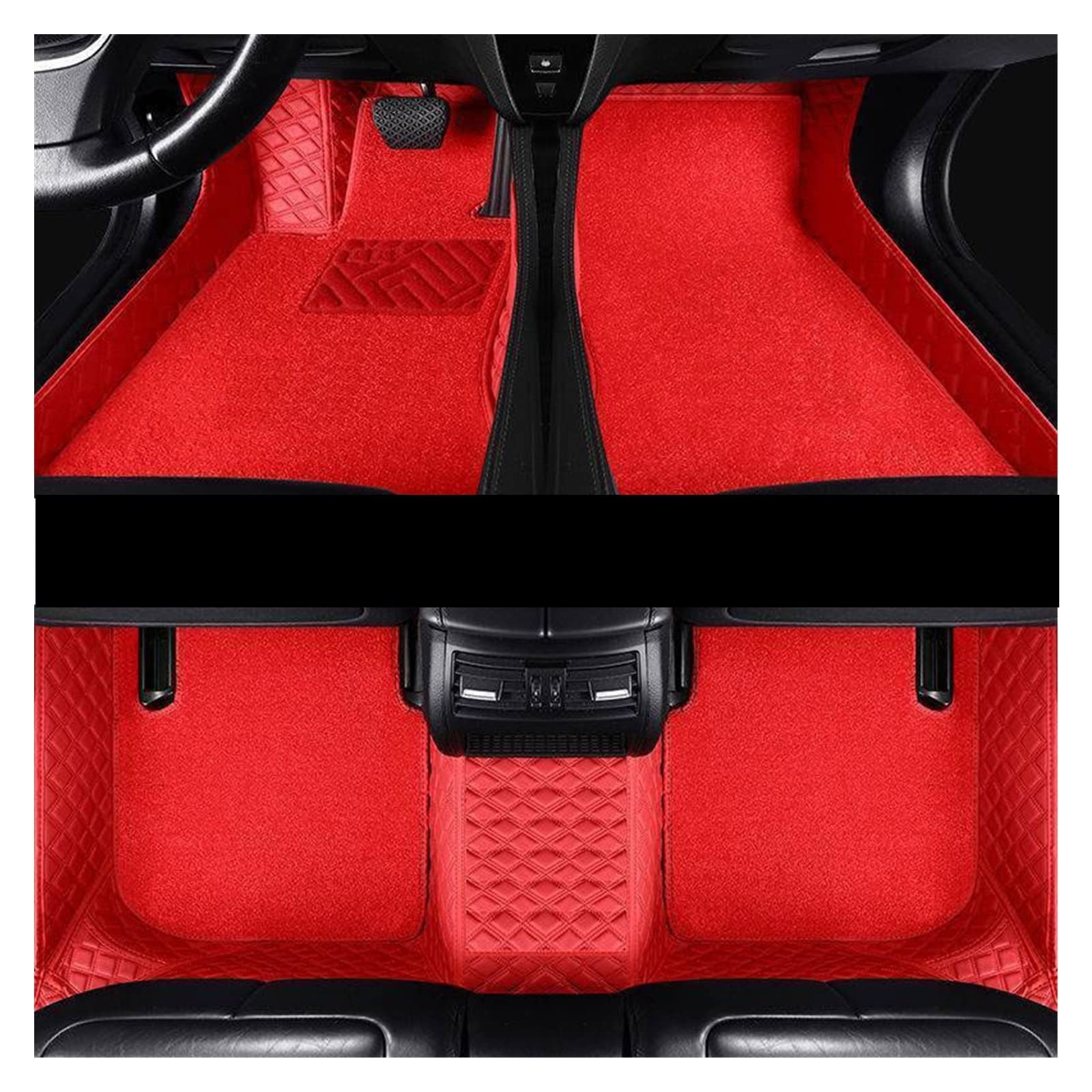 Fußmatten Für Für Kadjar 2015 2016 2017 2018 2019 Auto Fußmatten Custom Fit Lederteppiche Dash Teppiche Auto-Styling-Zubehör Autofußmatten(Red double) von DKPMWD