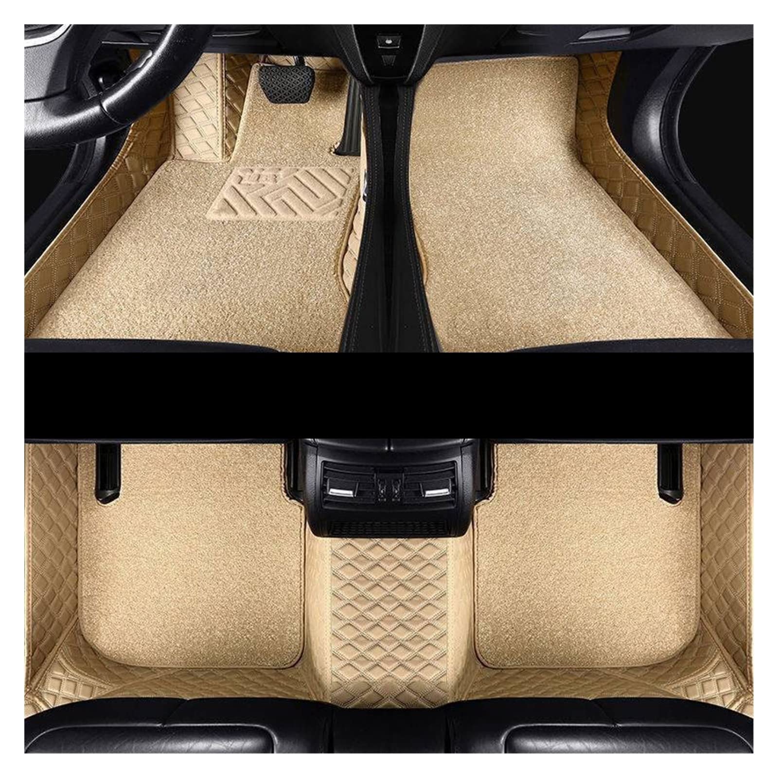 Fußmatten Für Tesla Für Modell X 2016 2017 2018 2019 Auto Fußmatten Teppiche Autoinnenausstattung Teile Armaturenbrett Fußpolster Autos Autofußmatten(Beige double) von DKPMWD
