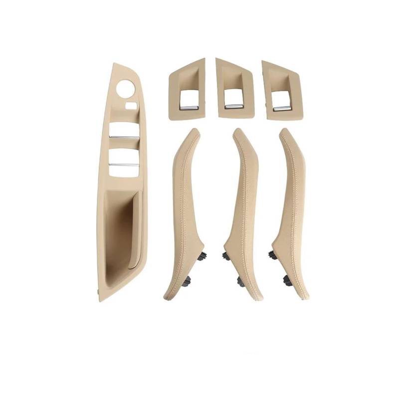 Innengriffe Auto-Innentürgriffe aus Leder, 7-teilig, komplettes Set für 5er F10 F11 51417225866 Türgriffabdeckungen(LHD Beige) von DKPMWD