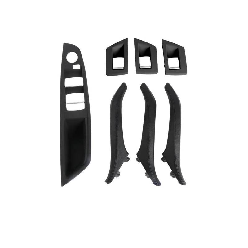 Innengriffe Auto-Innentürgriffe aus Leder, 7-teilig, komplettes Set für 5er F10 F11 51417225866 Türgriffabdeckungen(LHD Black) von DKPMWD