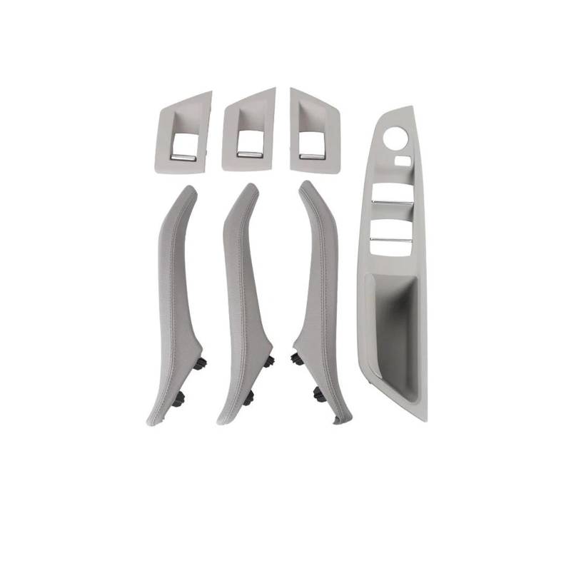 Innengriffe Auto-Innentürgriffe aus Leder, 7-teilig, komplettes Set für 5er F10 F11 51417225866 Türgriffabdeckungen(RHD Gray) von DKPMWD