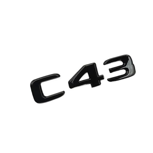 DKTR ABS Chrom Schwarz C 43 Logo C43 Emblem Buchstaben Kofferraum Abzeichen Aufkleber kompatibel for Mercedes Benz C43 AMG W204 W205 Aufkleber Zubehör (Color : Glossy Black) von DKTR