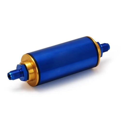 Kraftstofffilter Motorsport auswaschbar 50 mm Benzin Filter High Flow Blau AN6 von DL-Racing