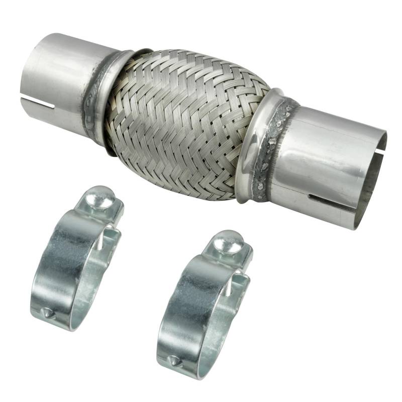 Ø 45-45,5 mm Edelstahl Flexrohr in Interlock Bauweise mit Schellen Abgasanlage Auspuff 100/200mm von DL-Racing