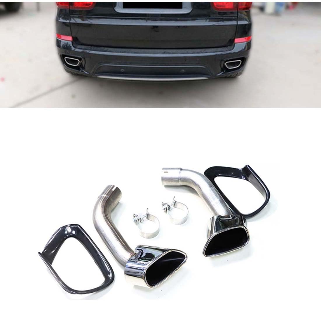 Auto-Auspuffblende für BMW X5 E70 E70 2008-2013, Auspuffblenden Schalldämpfer Edelstahl Auspuffrohrdüse,A von DLBFDC