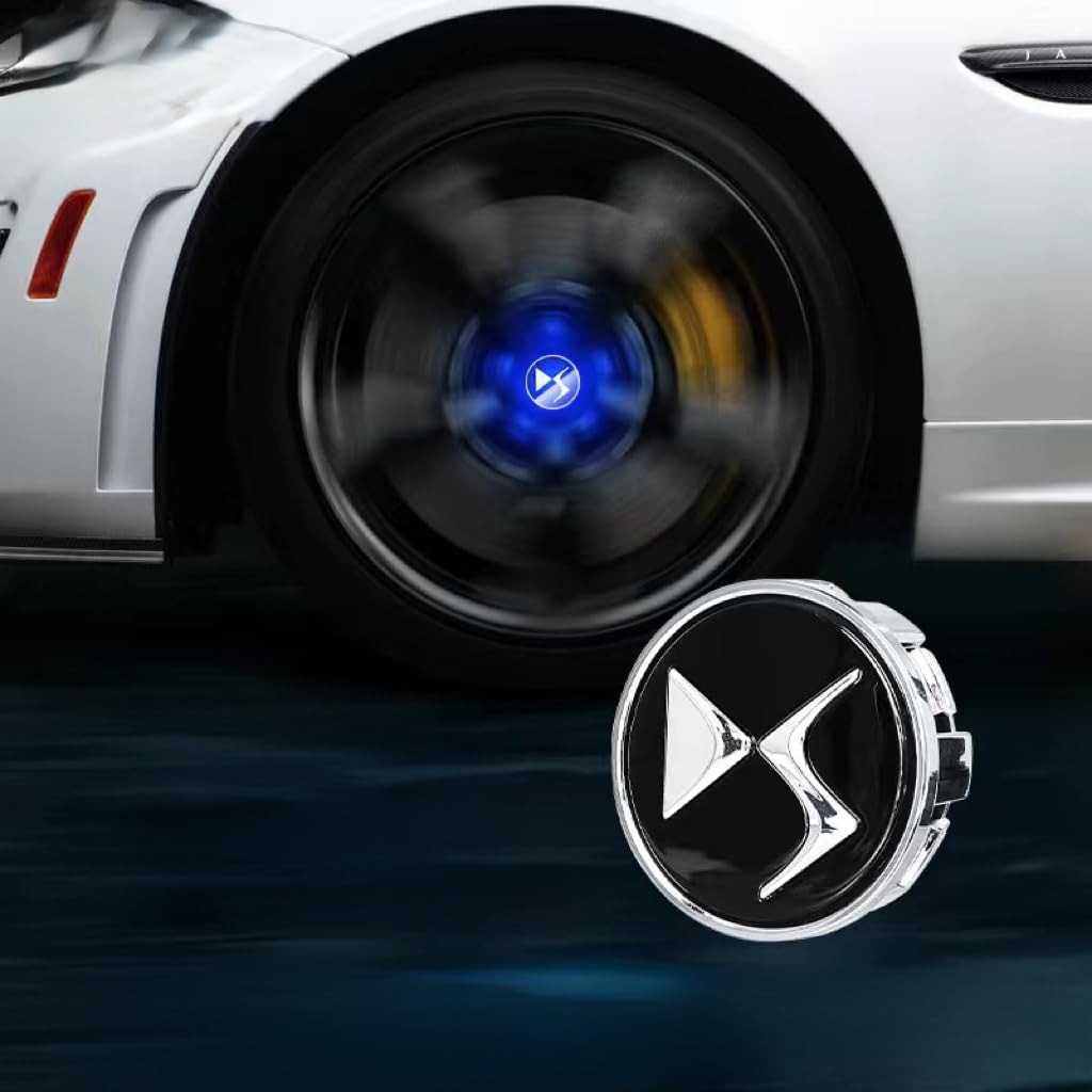 4 Stück Auto Radnabenkappen für DS 3 Cabrio 2016-2018,Radnaben Zentralabdeckung Nabendeckel Felgenkappen Wheel Caps mit Auto Emblem Logo Auto Zubehör,Blue von DLGJZS