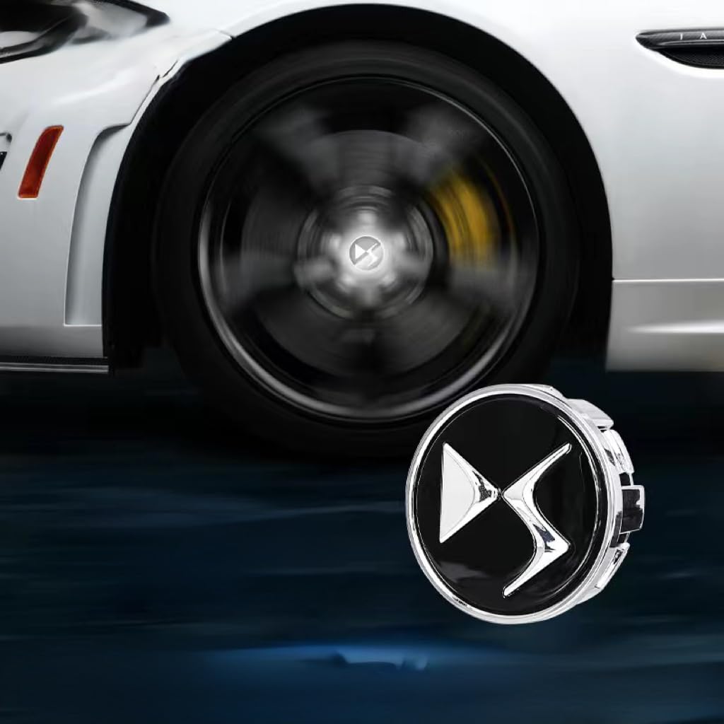 4 Stück Auto Radnabenkappen für DS 9 2020-2024,Radnaben Zentralabdeckung Nabendeckel Felgenkappen Wheel Caps mit Auto Emblem Logo Auto Zubehör,White von DLGJZS