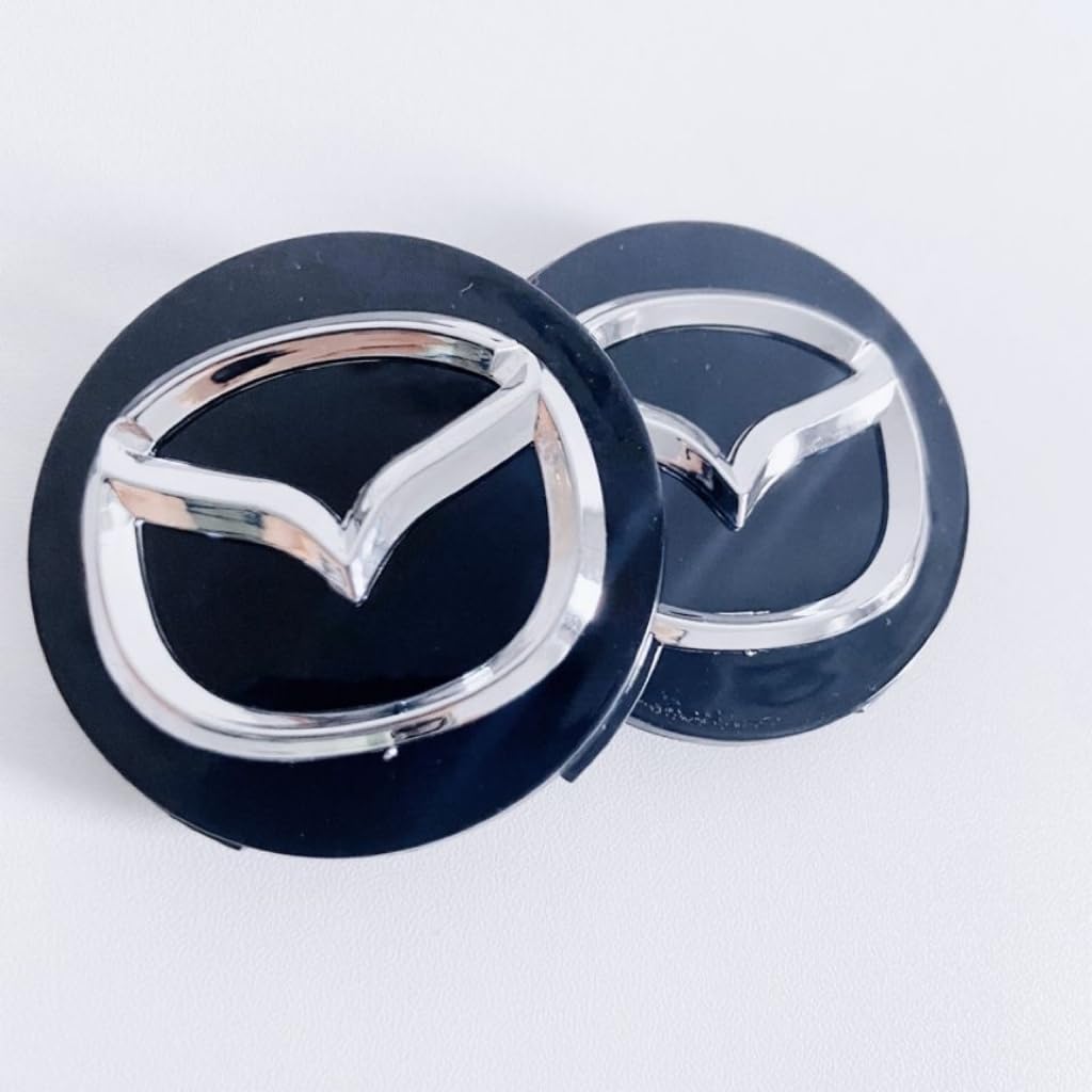 4 Stück Auto Radnabenkappen für Mazda 3 2006-2009 Sedan,Radnaben Zentralabdeckung Nabendeckel Felgenkappen Wheel Caps mit Auto Emblem Logo Auto Zubehör,Black-L von DLGJZS