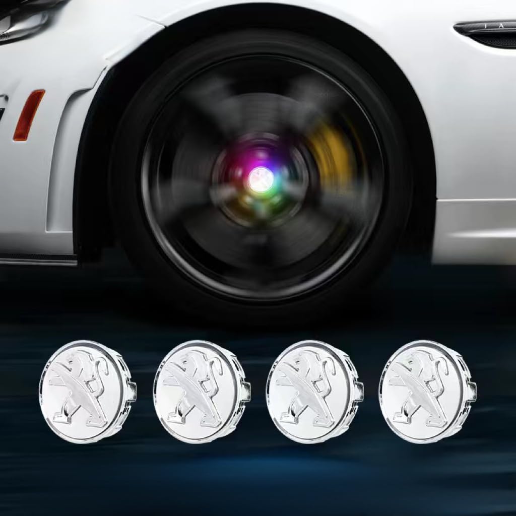 4 Stück Auto Radnabenkappen für Peugeot 208 2023 2024,Radnaben Zentralabdeckung Nabendeckel Felgenkappen Wheel Caps mit Auto Emblem Logo Auto Zubehör,Multi-colored von DLGJZS