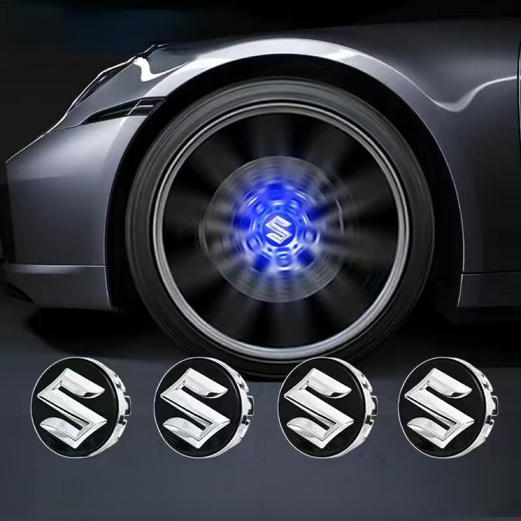 4 Stück Auto Radnabenkappen für Suzuki Baleno 2022 2023 2024,Radnaben Zentralabdeckung Nabendeckel Felgenkappen Wheel Caps mit Auto Emblem Logo Auto Zubehör,Blue von DLGJZS
